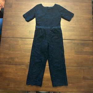 Janie and Jack navy blue lace romper size 6.